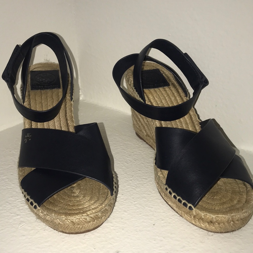 Tory Burch Bima Leather Wedge Espadrille
